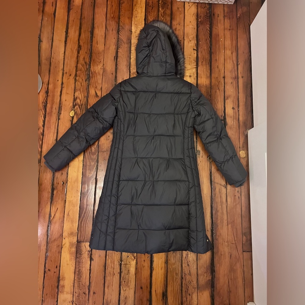 Via Spiga Grey Winter Coat with Faux Fur Trim Removable Hood | Size Medium - Picture 6 of 16